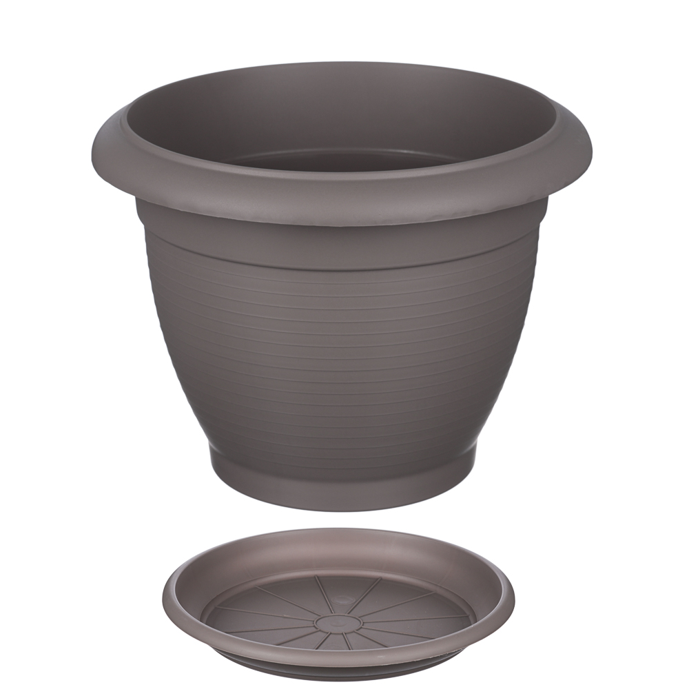 Кашпо ТЕРРА 6л с поддоном, цвет зеленый, шаде, пластик, арт.№ 164-258