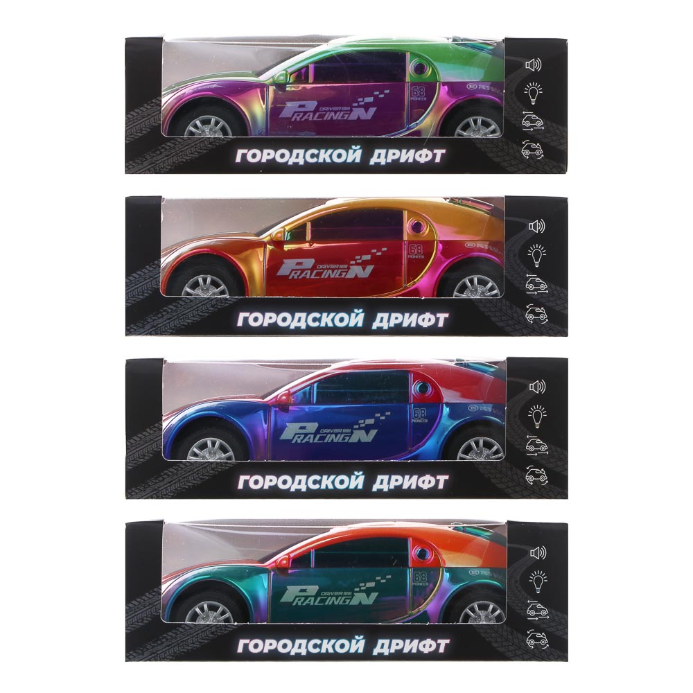 ИГРОЛЕНД Машина "Городской дрифт", инерция, свет, звук, 3хLR41, ABS, 14х6,4х4,4 см, 6 диз, арт.№ 292-456