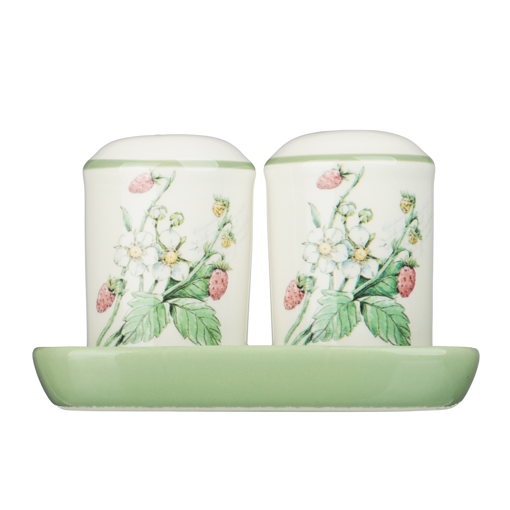 MILLIMI Земляника Набор для соли и перца на подставке, 11,5х6,5х7см, керамика, арт.№ 824-198
