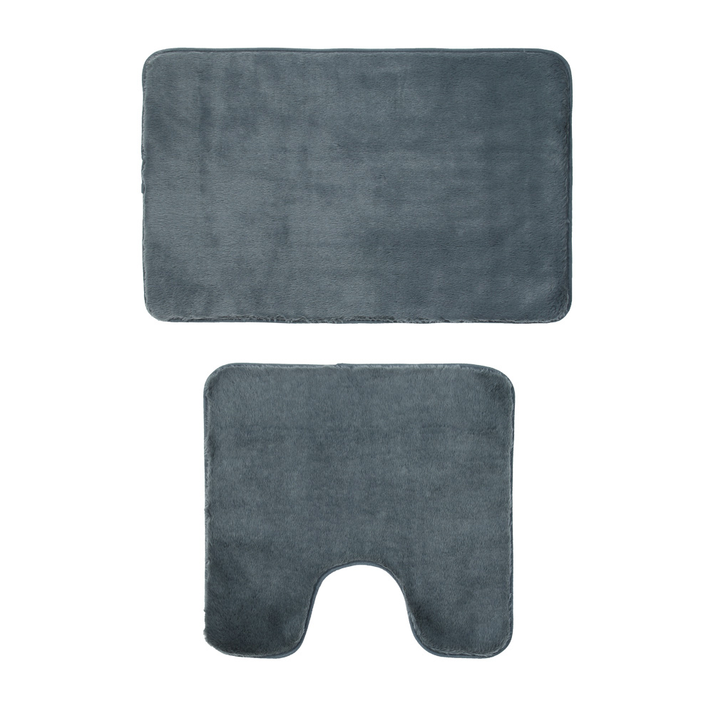 Набор ковриков для ванной комнаты тм VETTA Ленни, искусств.мех, полиэстер, 50x80см+50x50см, 2 цвета, арт.№ 462-681