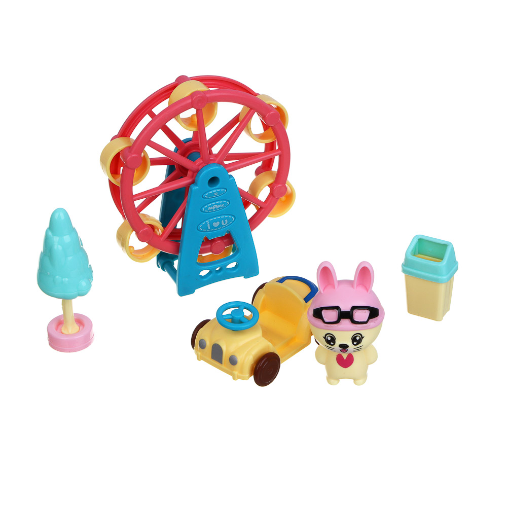 ИГРОЛЕНД Набор аксессуаров для питомца "Счастливая семья" Веселые зайчики, ABS,16,5х9х11,7см, 4 диз, арт.№ 295-259