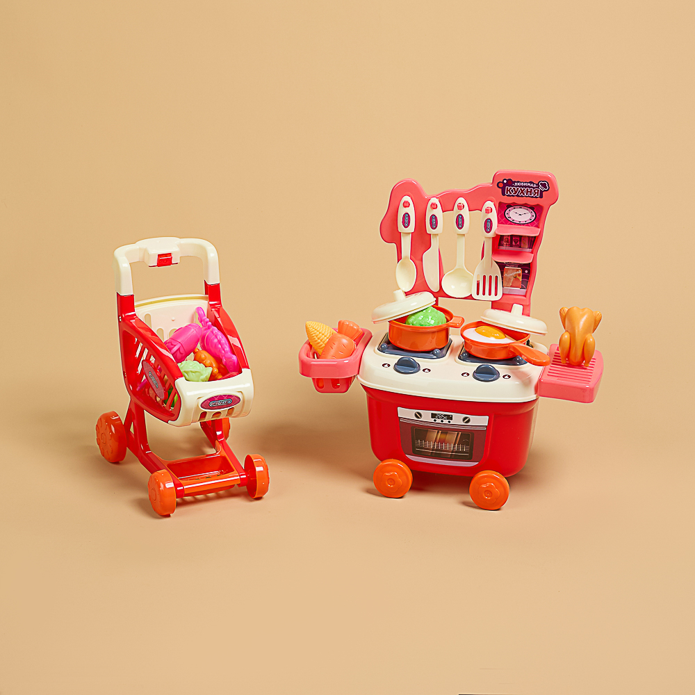 ИГРОЛЕНД Набор игровой "Любимая кухня" с тележкой в чемодане, 22х19х20 см, PE, PP, арт.№ 294-196