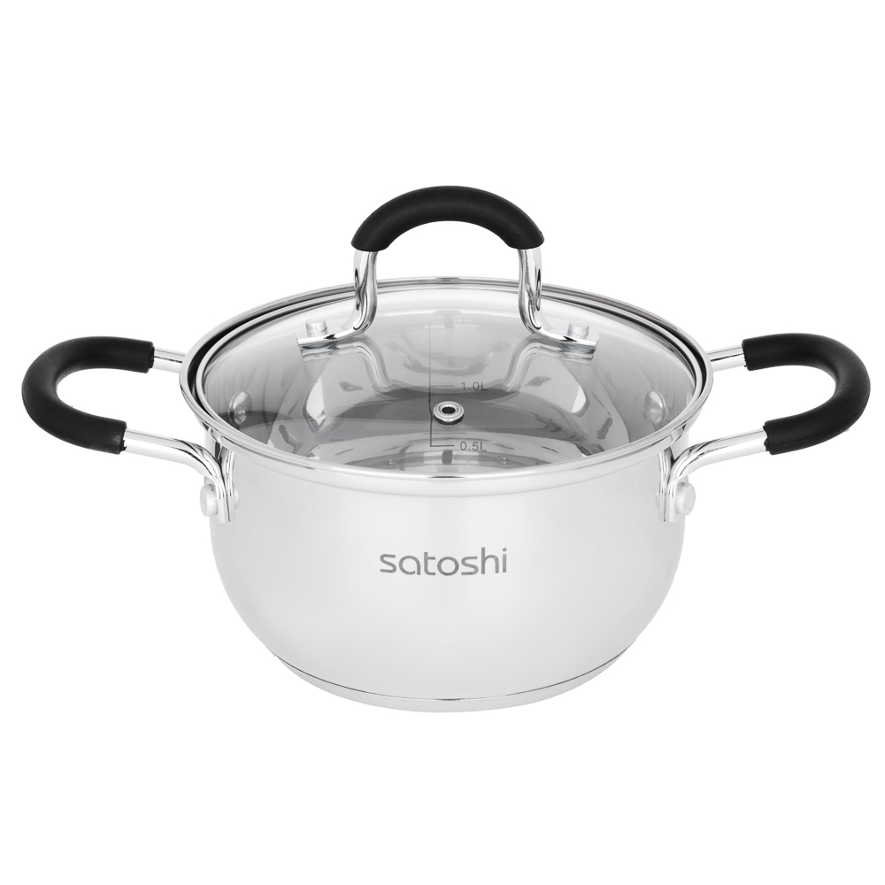 SATOSHI Альбер Кастрюля 16х9,5см, 1,8л, со стекл. крышкой, индукция, арт.№ 822-212