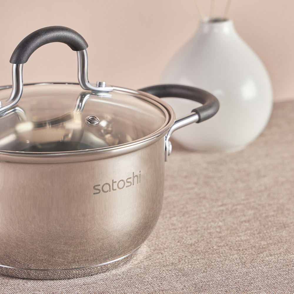 SATOSHI Альбер Кастрюля 16х9,5см, 1,8л, со стекл. крышкой, индукция, арт.№ 822-212