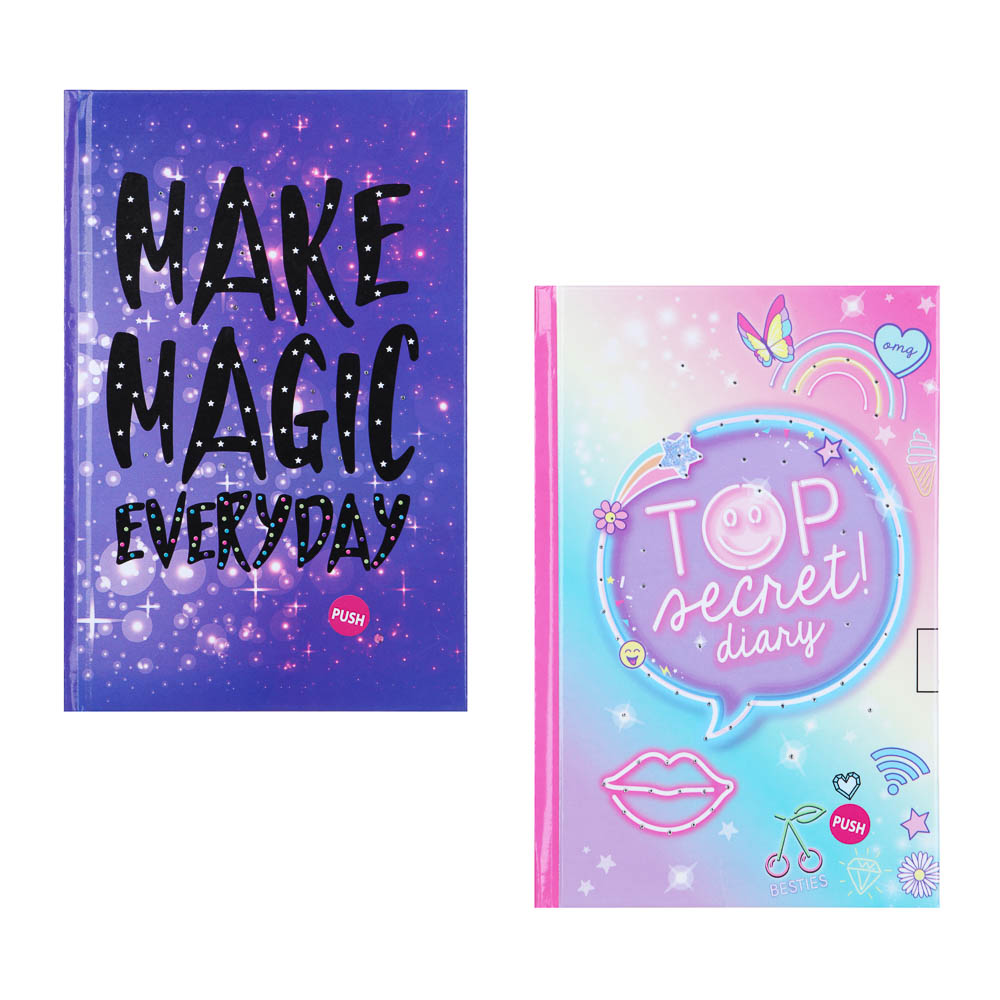 Записная книжка со светодиодами B6, 18х12см, 48л., тв.обложка, кнопка включения свечения, 2 дизайна, арт.№ 574-021