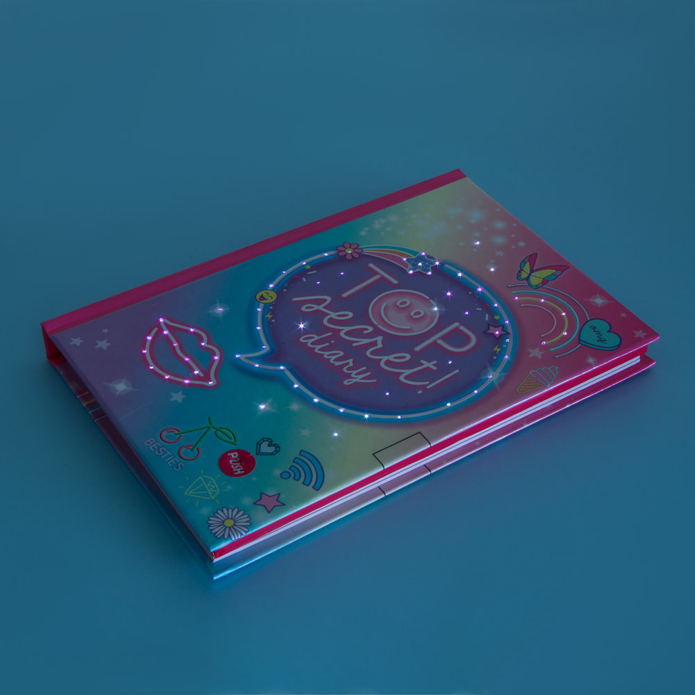 Записная книжка со светодиодами B6, 18х12см, 48л., тв.обложка, кнопка включения свечения, 2 дизайна, арт.№ 574-021