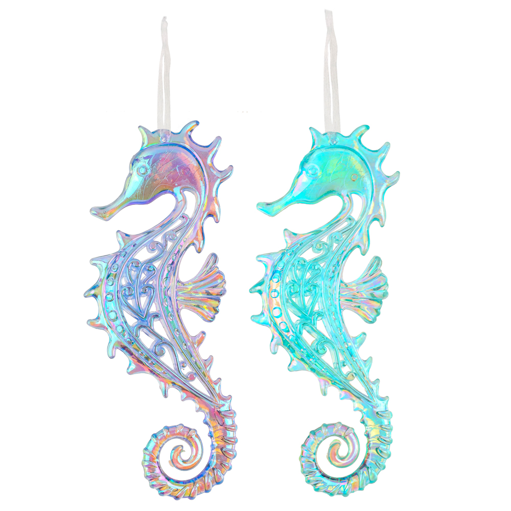 СНОУ БУМ Подвеска декоративная в виде морского конька, переливающийся цвет,акрил,6x1,5x14 см,2 цвета, арт.№ 374-487