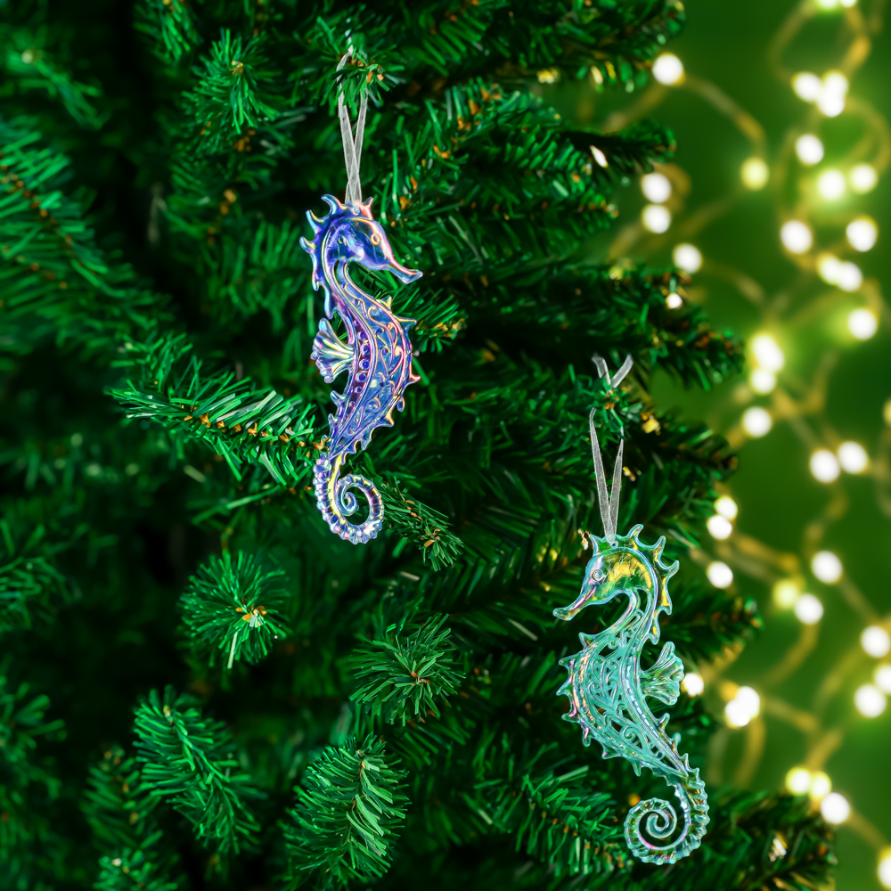 СНОУ БУМ Подвеска декоративная в виде морского конька, переливающийся цвет,акрил,6x1,5x14 см,2 цвета, арт.№ 374-487