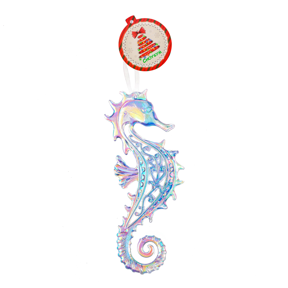 СНОУ БУМ Подвеска декоративная в виде морского конька, переливающийся цвет,акрил,6x1,5x14 см,2 цвета, арт.№ 374-487