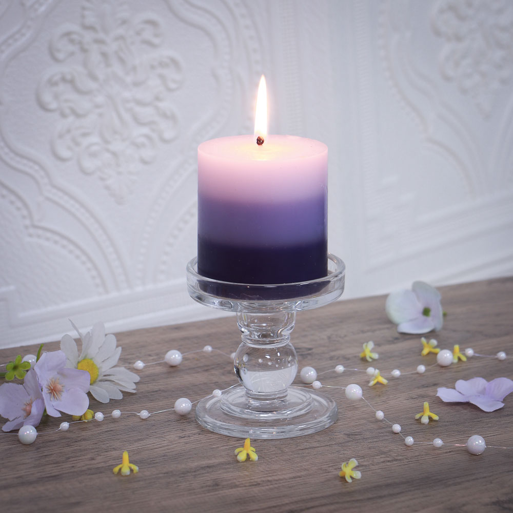 LADECOR Свеча ароматическая, парафин, градиент, 7x7,5 см, аромат лаванда, арт.№ 508-840