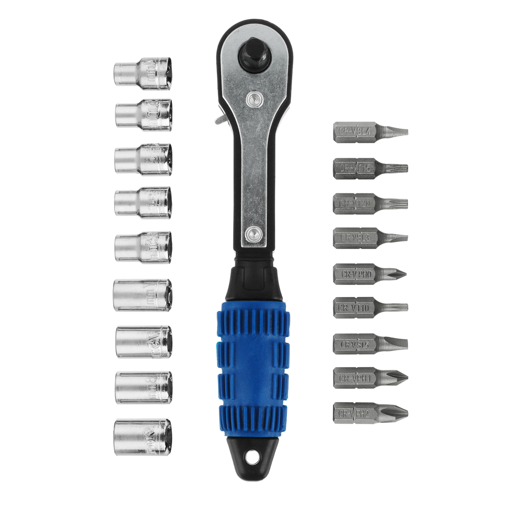 РОКОТ Набор бит и торцевых головок с трещоткой, 19 предметов, арт.№ 689-001