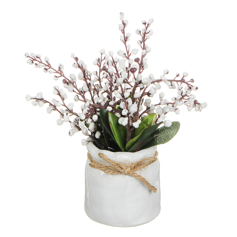 LADECOR Цветы в горшке 15,5х8х8см, полиэстер, керамика, 3 цвета, 2 вида, арт.GRSH-2, арт.№ 501-385