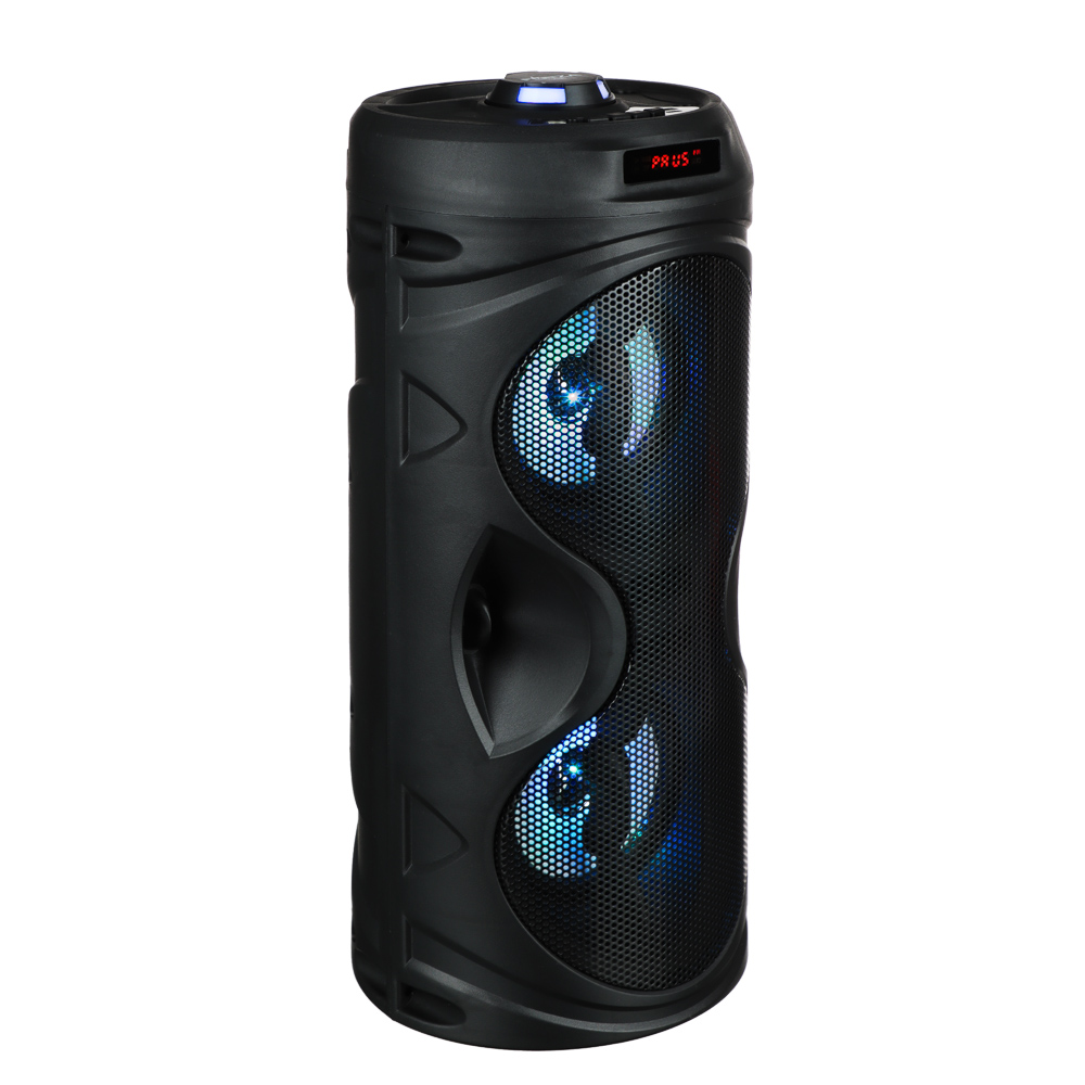 FORZA Колонка беспроводная Drum, 10 Вт, 2200 мАч, светомузыка, LED-дисплей, FM, AUX, USB, ВШГ 39x16x16 см, арт.№ 443-016