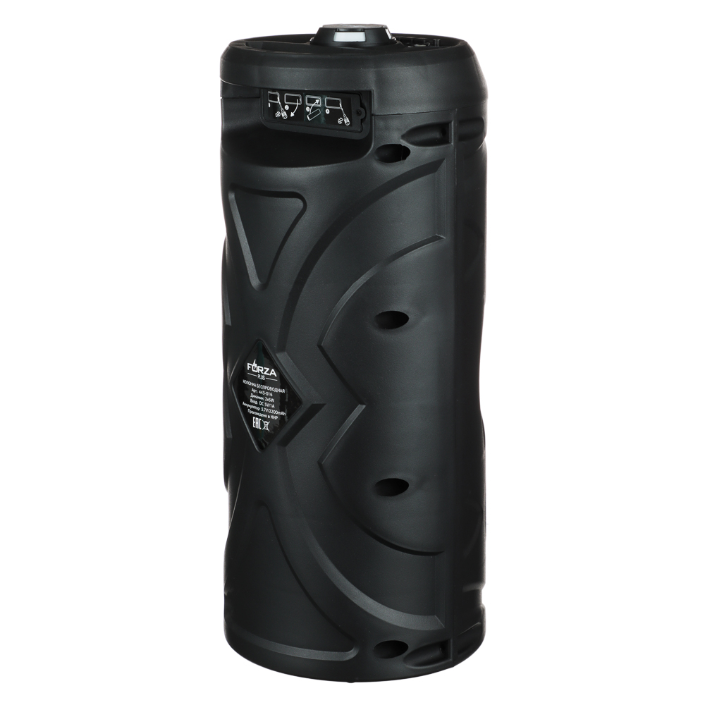 FORZA Колонка беспроводная Drum, 10 Вт, 2200 мАч, светомузыка, LED-дисплей, FM, AUX, USB, ВШГ 39x16x16 см, арт.№ 443-016