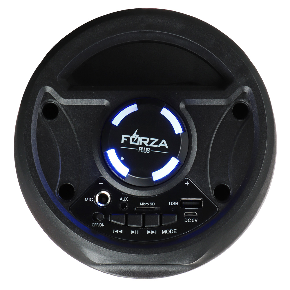 FORZA Колонка беспроводная Drum, 10 Вт, 2200 мАч, светомузыка, LED-дисплей, FM, AUX, USB, ВШГ 39x16x16 см, арт.№ 443-016
