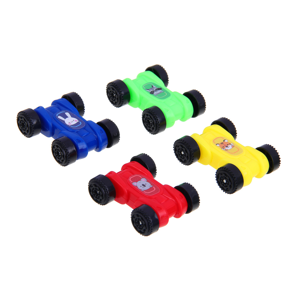 ИГРОЛЕНД Автотрек "Гонки", пластик, 4 машинки, 21,5х22х5 см, арт.№ 276-166