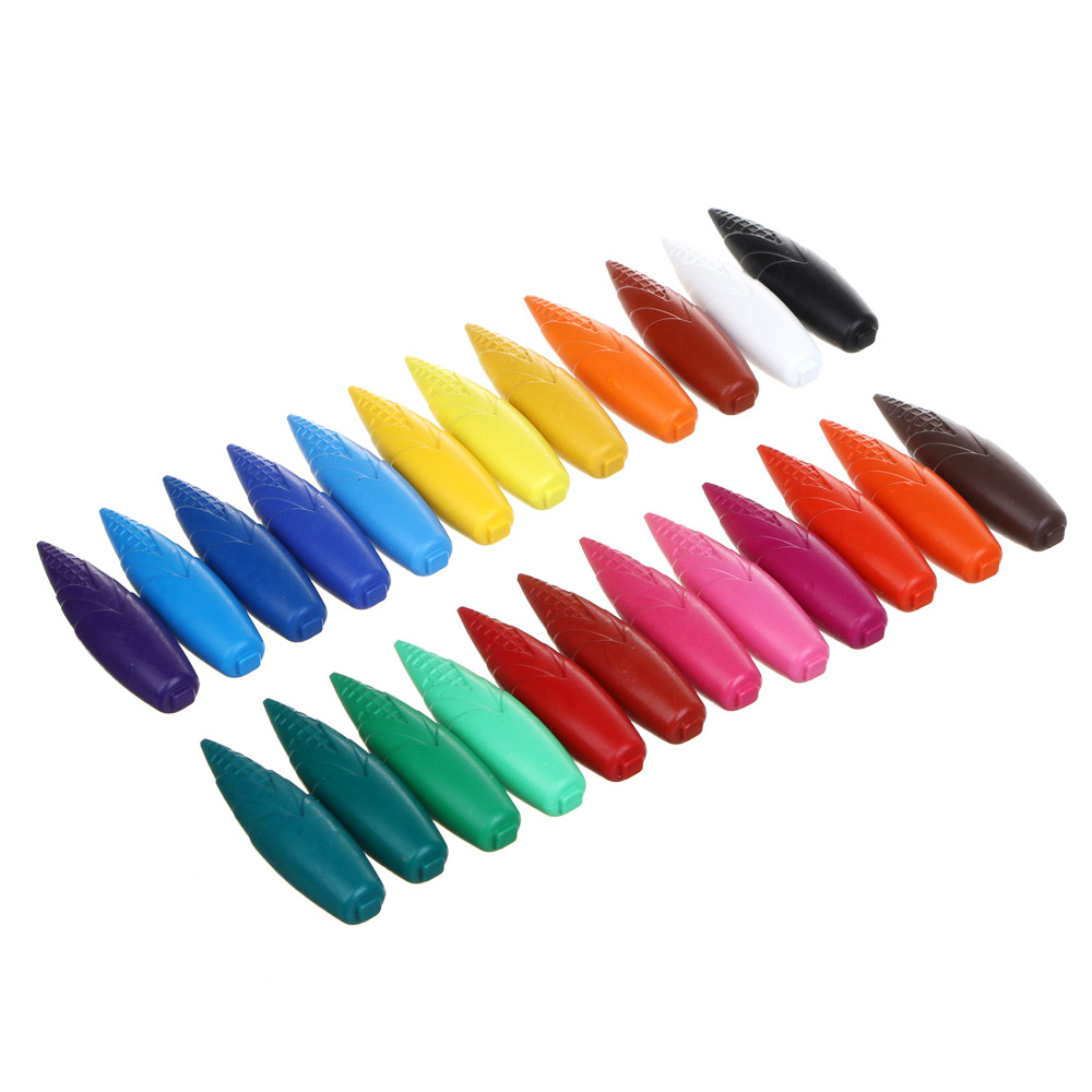 BY Русские Супергерои Мелки восковые пластиковые, 24 цвета, в форме кукурузы, 5,2 см, "Джуниор", арт.№ 801-034