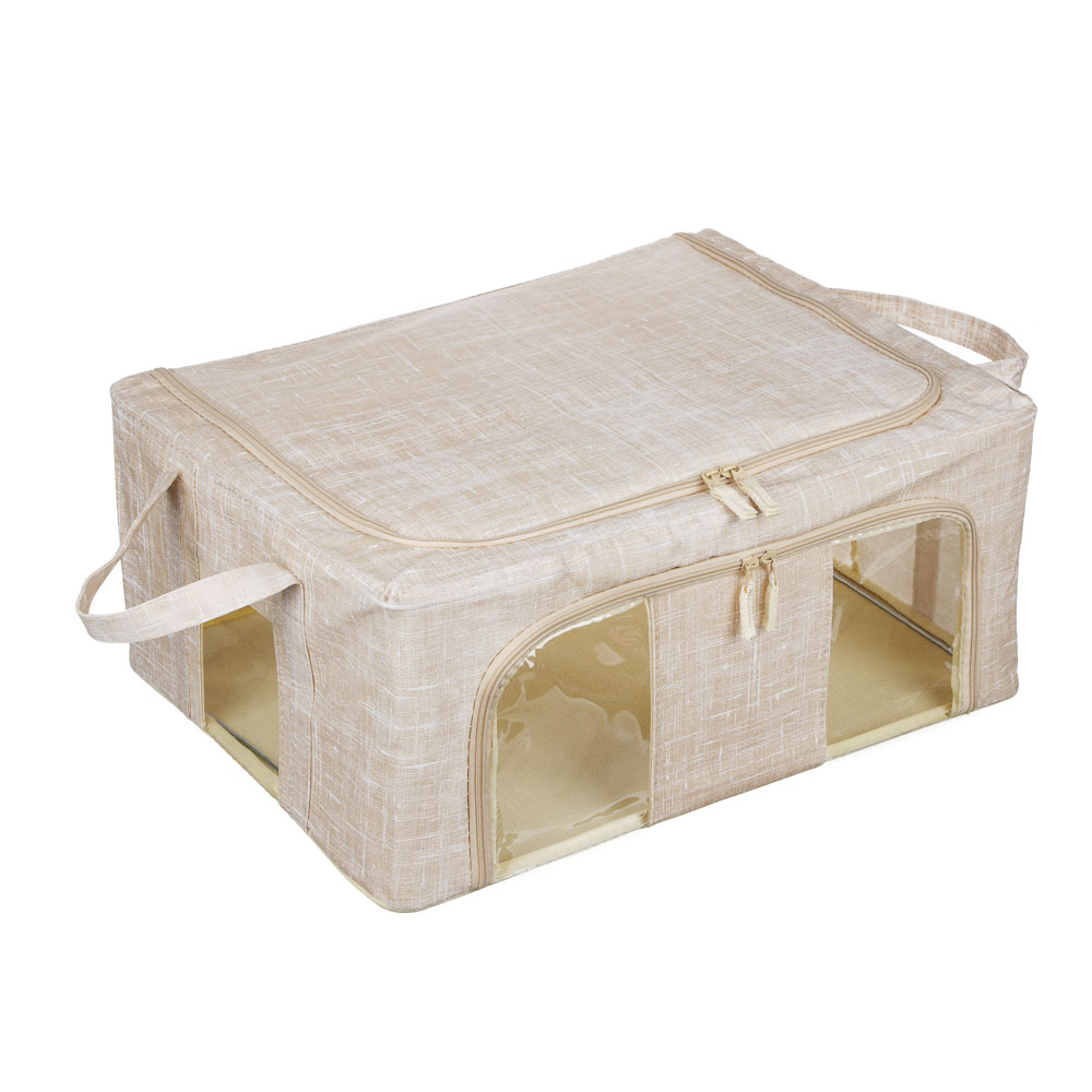 Короб жесткий тм VETTA ЛЁН, складной метал.каркас,полиэстер, 50х40х22см, бежевый, арт.№ 457-643