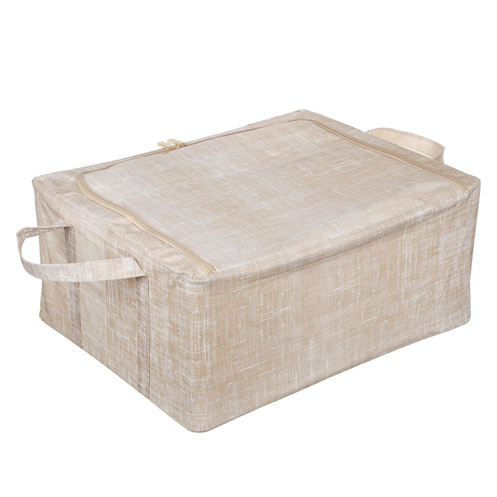 Короб жесткий тм VETTA ЛЁН, складной метал.каркас,полиэстер, 50х40х22см, бежевый, арт.№ 457-643