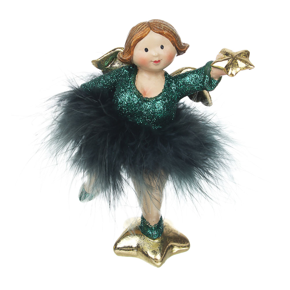 СНОУ БУМ Сувенир "Фея в зеленом платье", полистоун, полиэстер, 13см, 2 дизайна, арт.№ 396-628