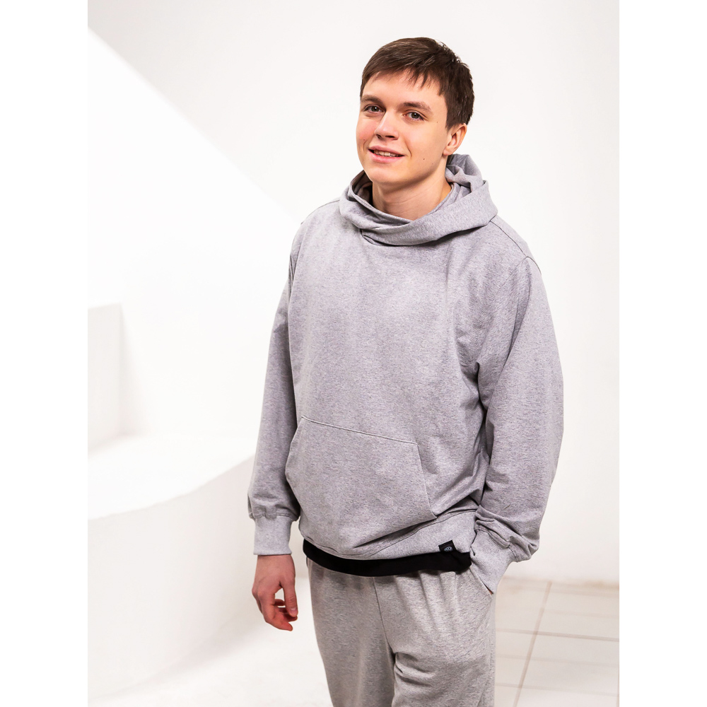 BY Basic Толстовка мужская, хлопок, цвет серый, размер XL, арт.№ 833-155