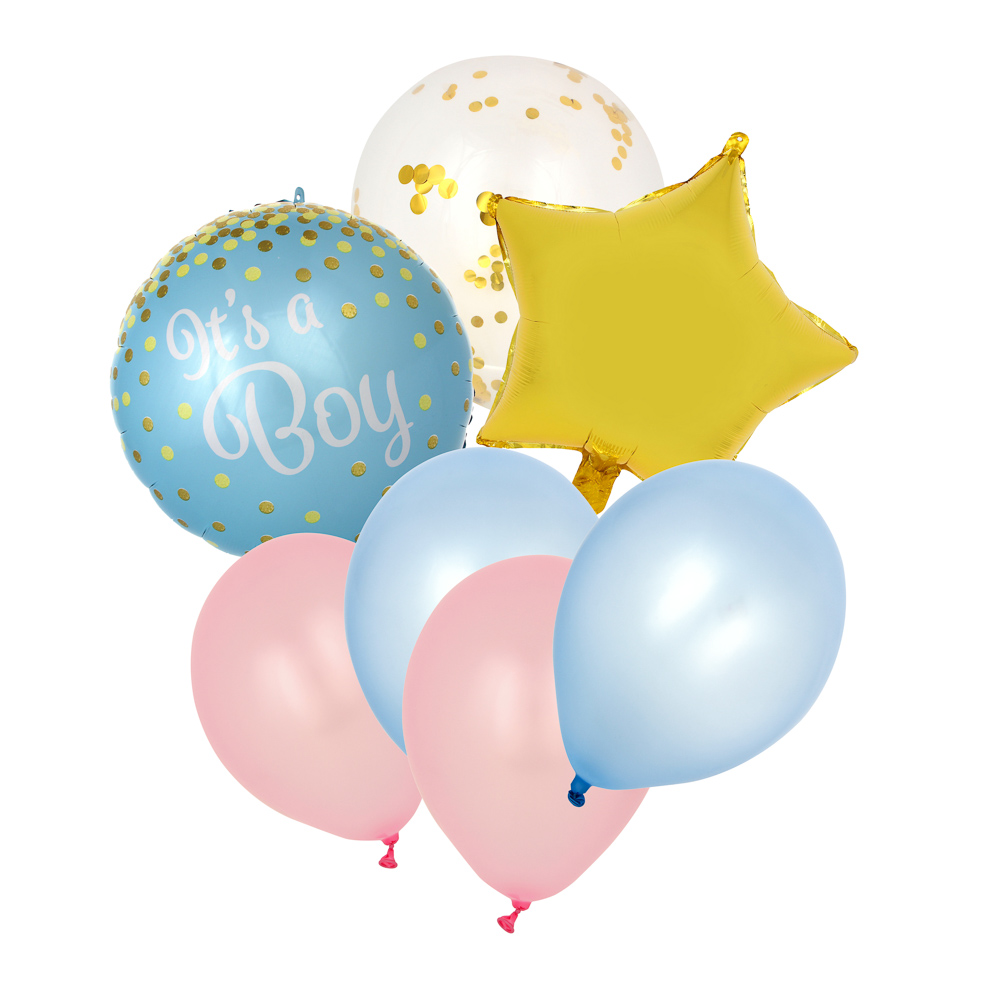 FNtastic Набор воздушных шаров, 7 шт, фольга 18", латекс 12", цвет голубой, арт.№ 518-083