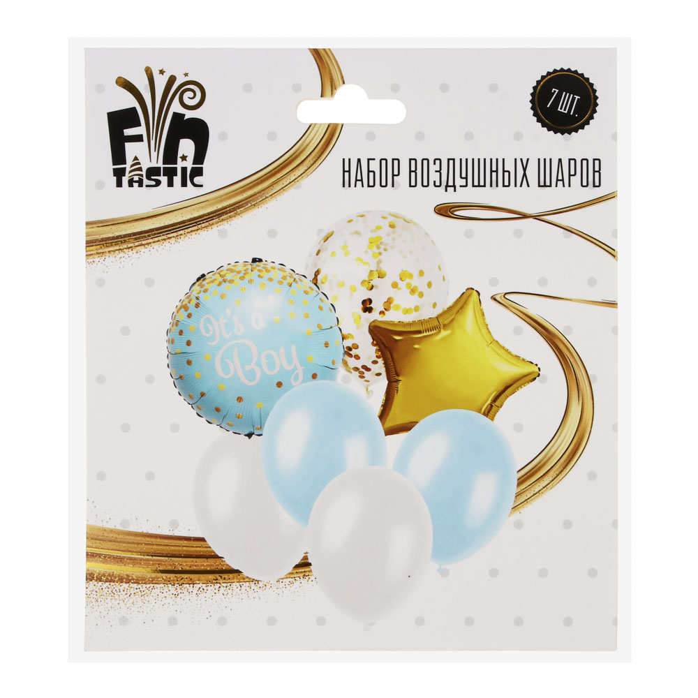 FNtastic Набор воздушных шаров, 7 шт, фольга 18", латекс 12", цвет голубой, арт.№ 518-083
