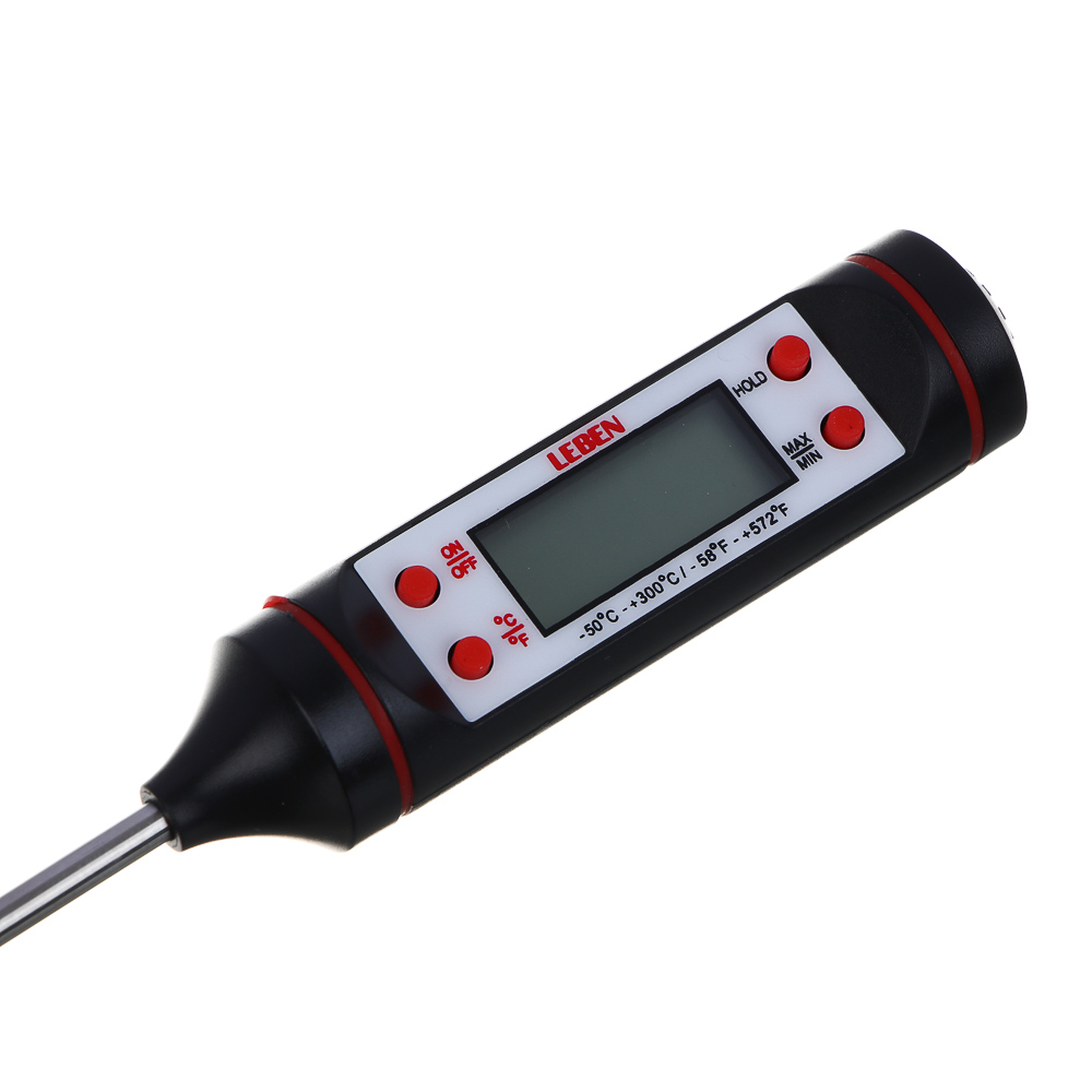 LEBEN Термощуп кухонный, max 300C, от LR44, чёрный, арт.№ 288-030