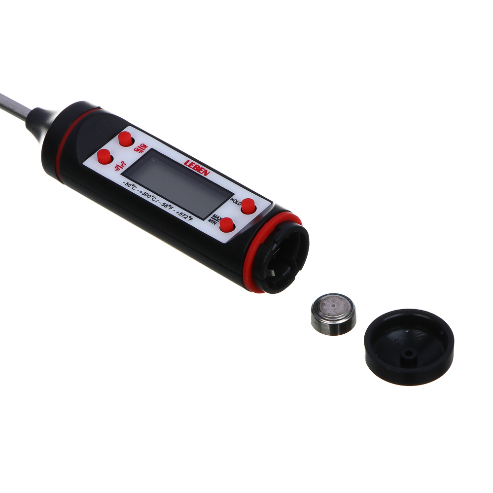 LEBEN Термощуп кухонный, max 300C, от LR44, чёрный, арт.№ 288-030