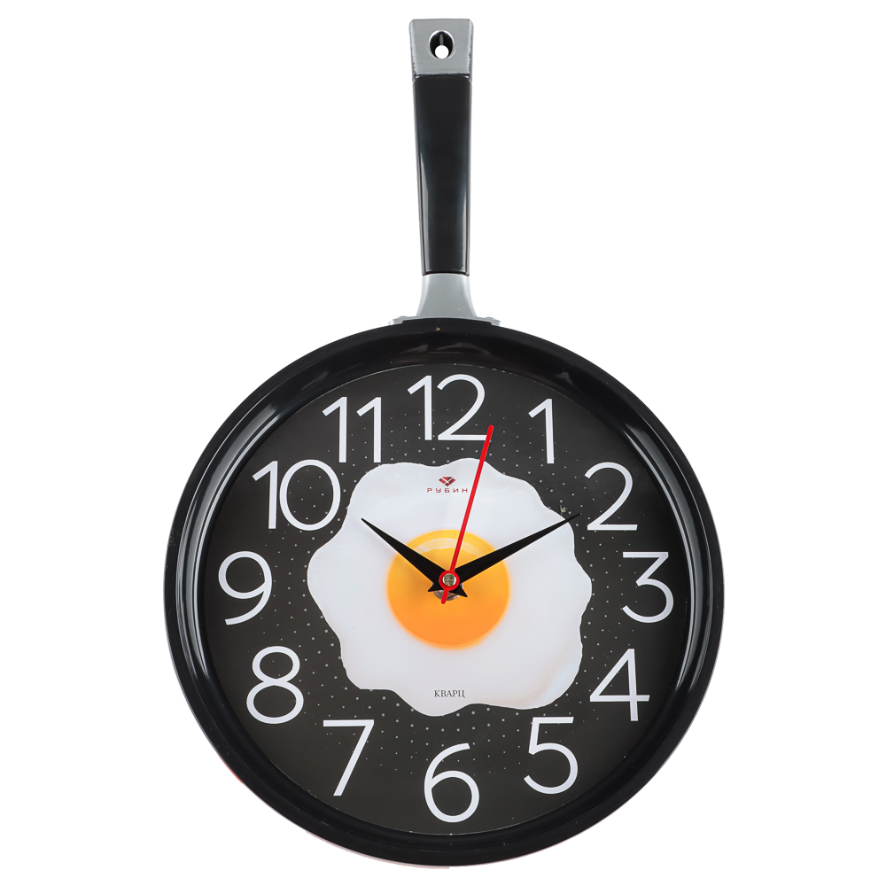 Часы настенные сковорода 25х43см, корпус красный с черным, арт.2543-004, арт.№ 581-375