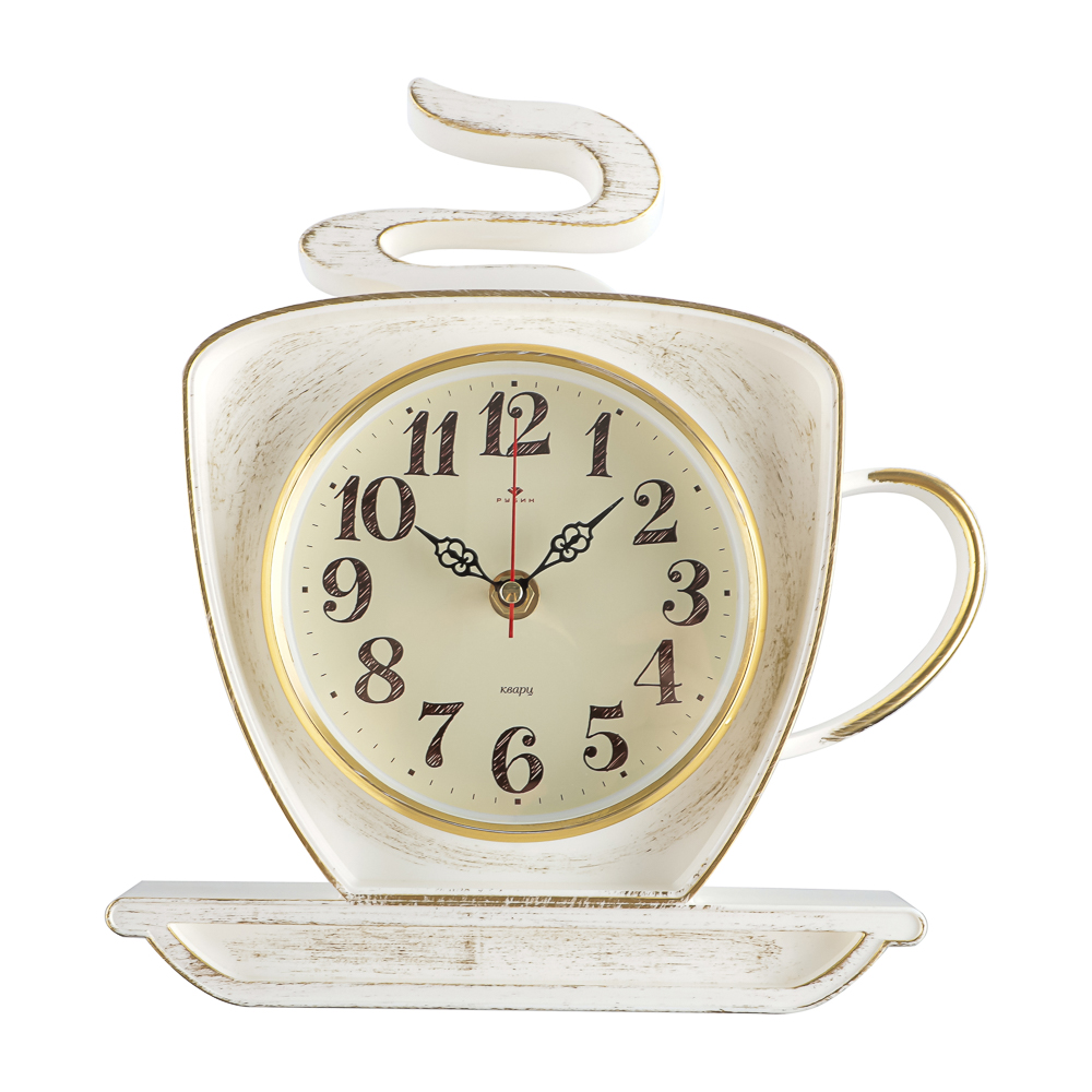 Часы настенные чашка 25х24см, корпус белый с золотом "Классика", арт.2523-004, арт.№ 581-376