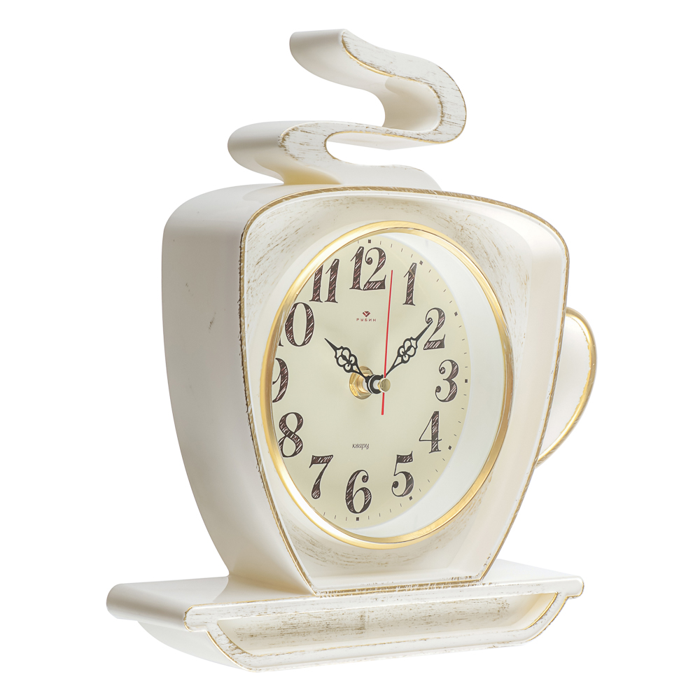 Часы настенные чашка 25х24см, корпус белый с золотом "Классика", арт.2523-004, арт.№ 581-376