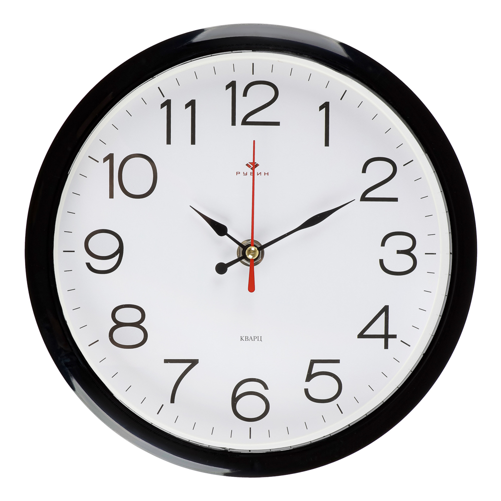 Часы настенные круг d=22см, корпус черный "Классика", арт.2222-328, арт.№ 581-378