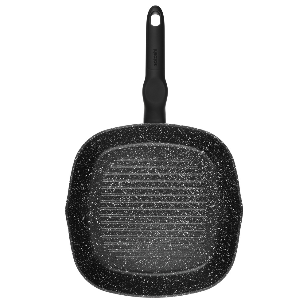 SATOSHI Стоун Сковорода-гриль 24*24см, литой алюм., антипр."каменное" покрытие, индукция, арт.№ 846-495