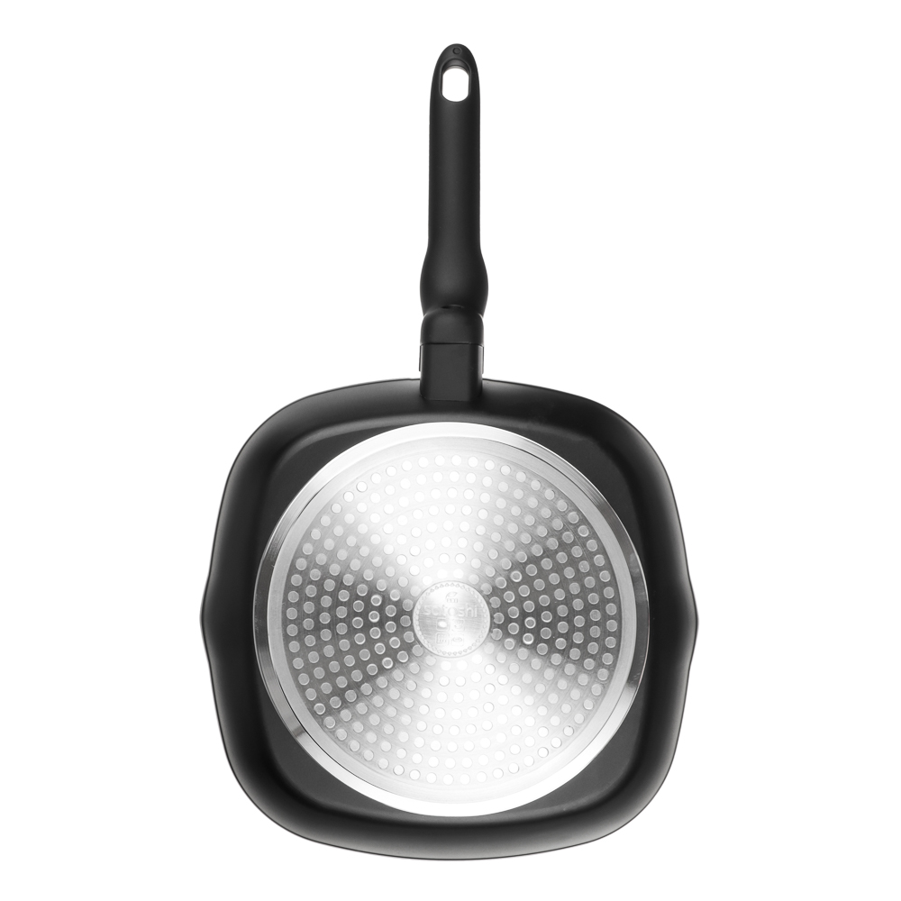 SATOSHI Стоун Сковорода-гриль 24*24см, литой алюм., антипр."каменное" покрытие, индукция, арт.№ 846-495