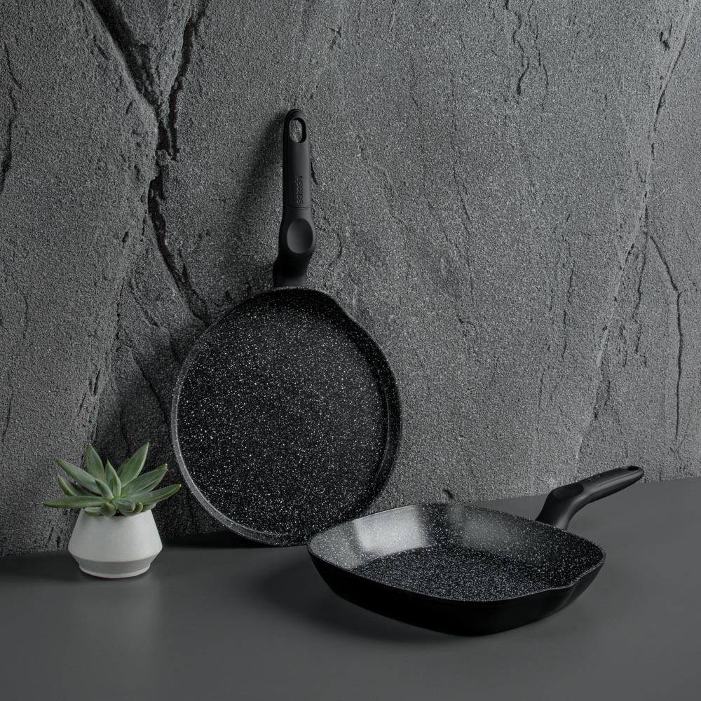 SATOSHI Стоун Сковорода-гриль 24*24см, литой алюм., антипр."каменное" покрытие, индукция, арт.№ 846-495