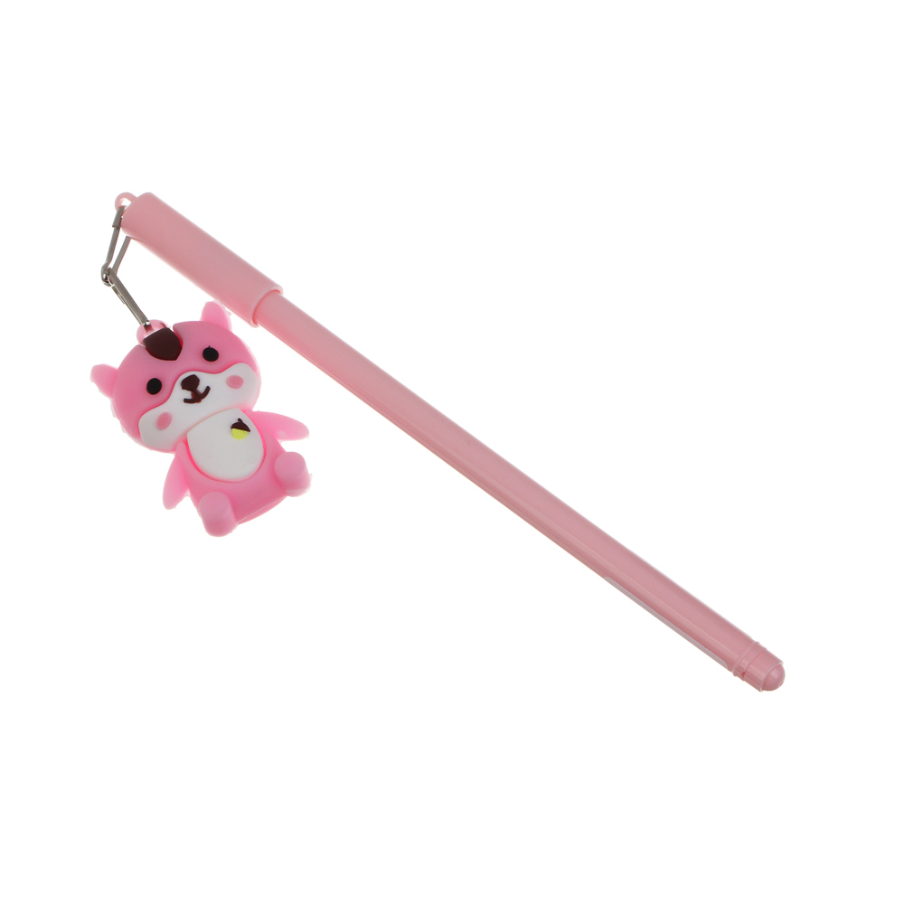 Ручка гелевая черная 0,5мм, с фигуркой "Котики", 6 видов, арт.№ 591-288