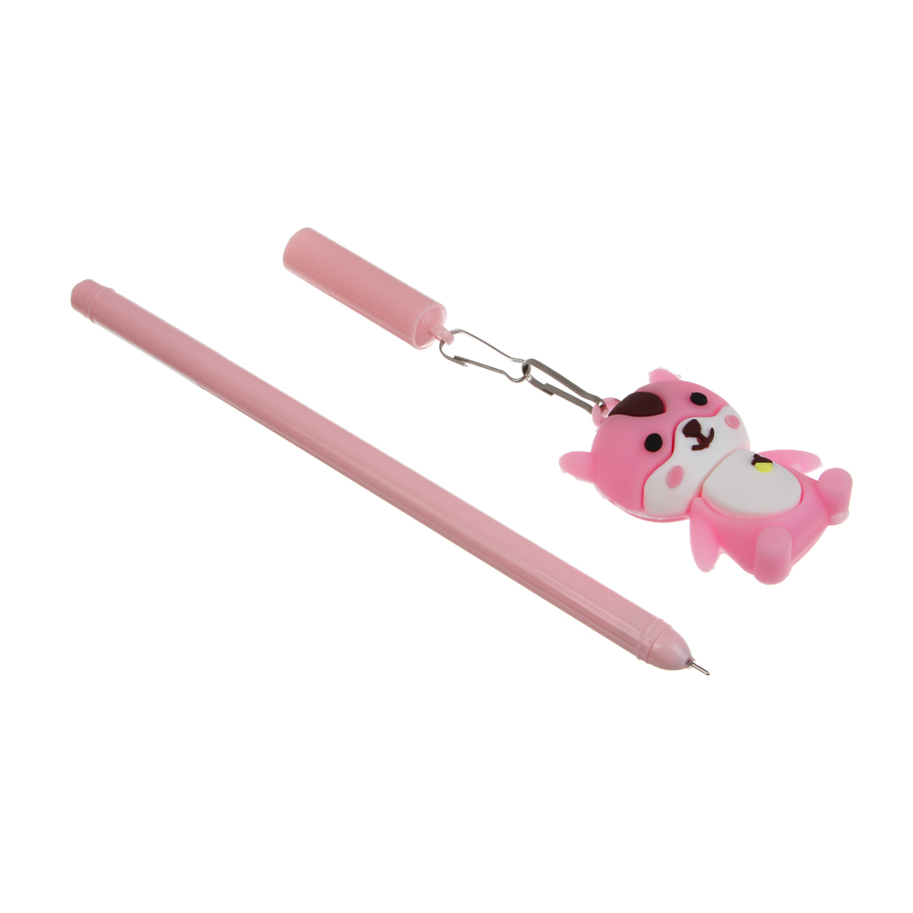 Ручка гелевая черная 0,5мм, с фигуркой "Котики", 6 видов, арт.№ 591-288