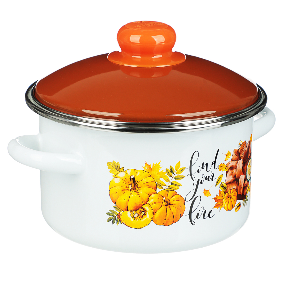 Осенняя романтика Кастрюля эмалированная 2 л, арт.№ 894-013