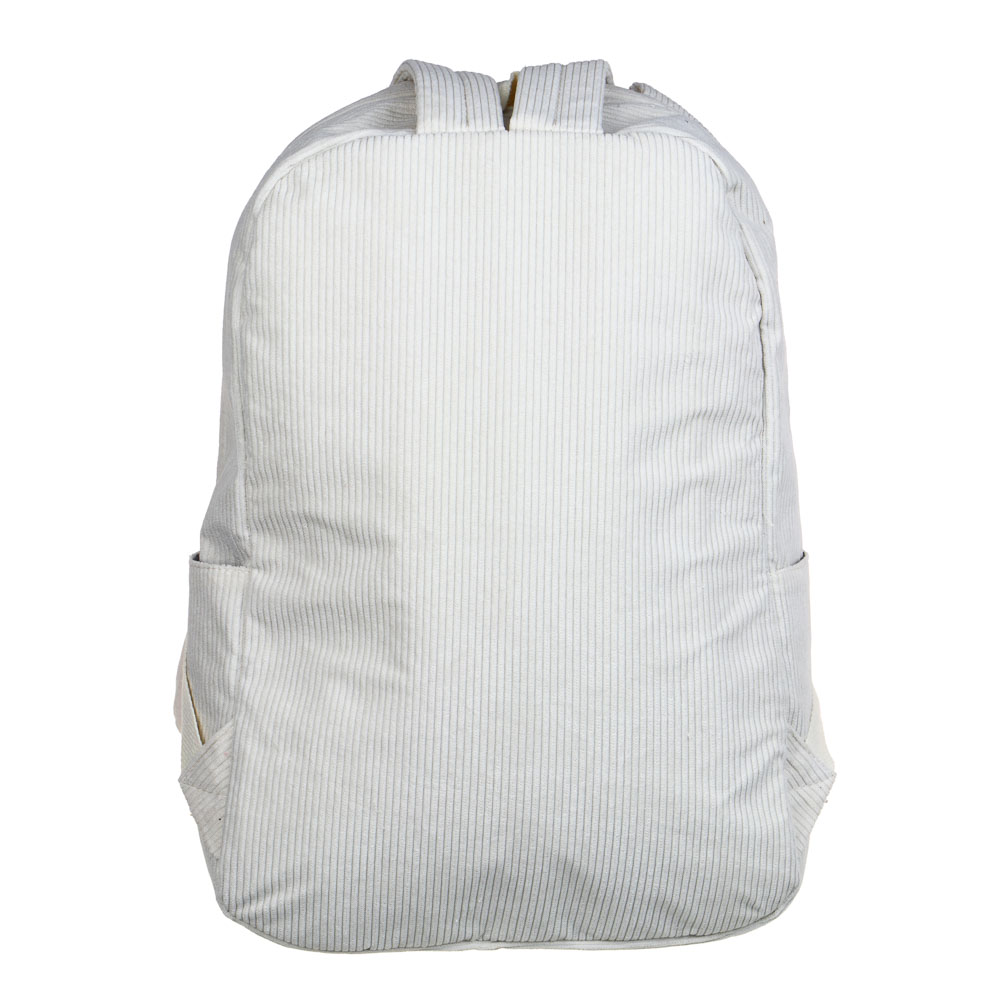 Рюкзак подростковый 44x30x13см, 1 отд., 5 карм., вышивка, декор "мишка", брелок, вельвет, молочный, арт.№ 254-724