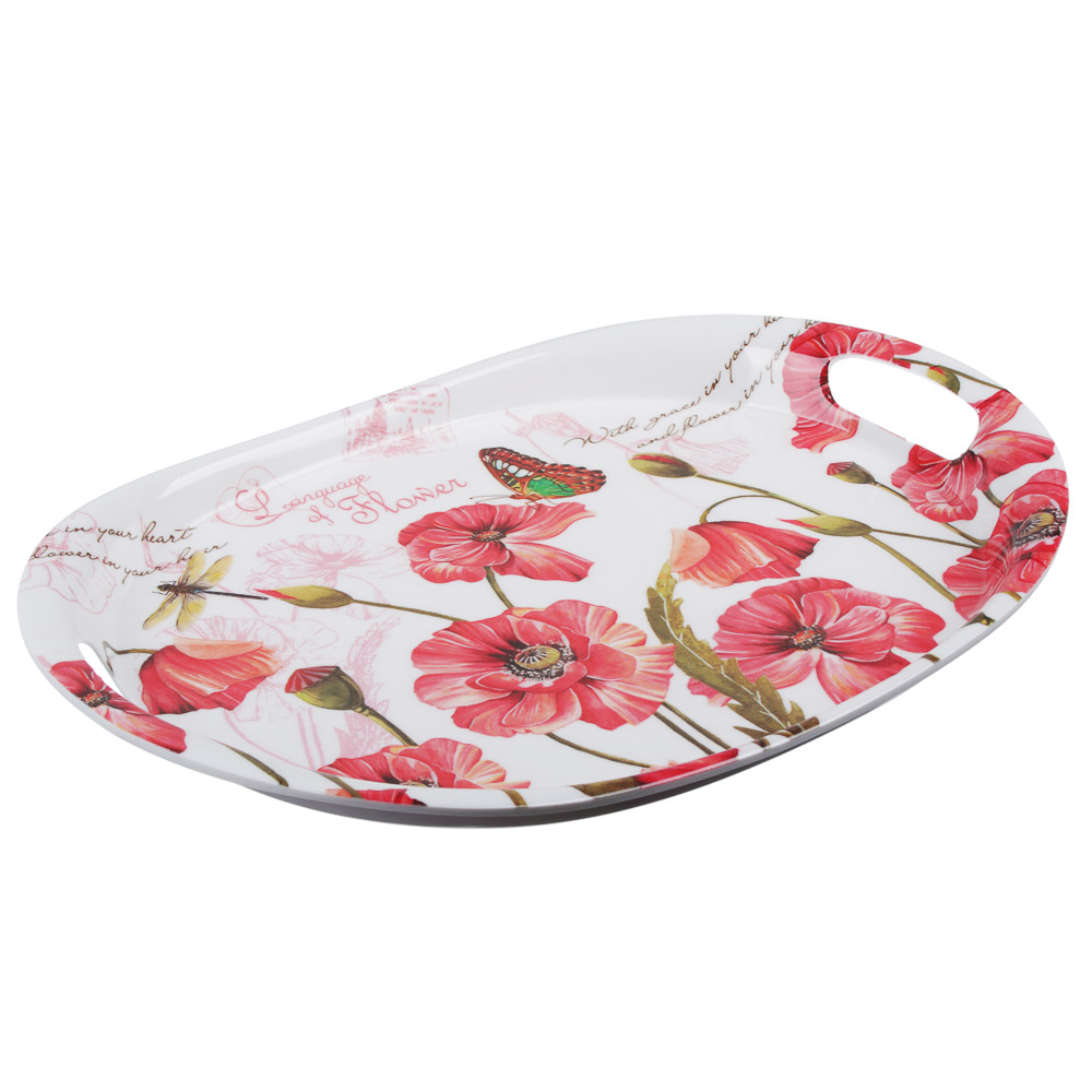 VETTA Маки Поднос овальный, пластик, 33х23,5х2,8см, арт.№ 862-386