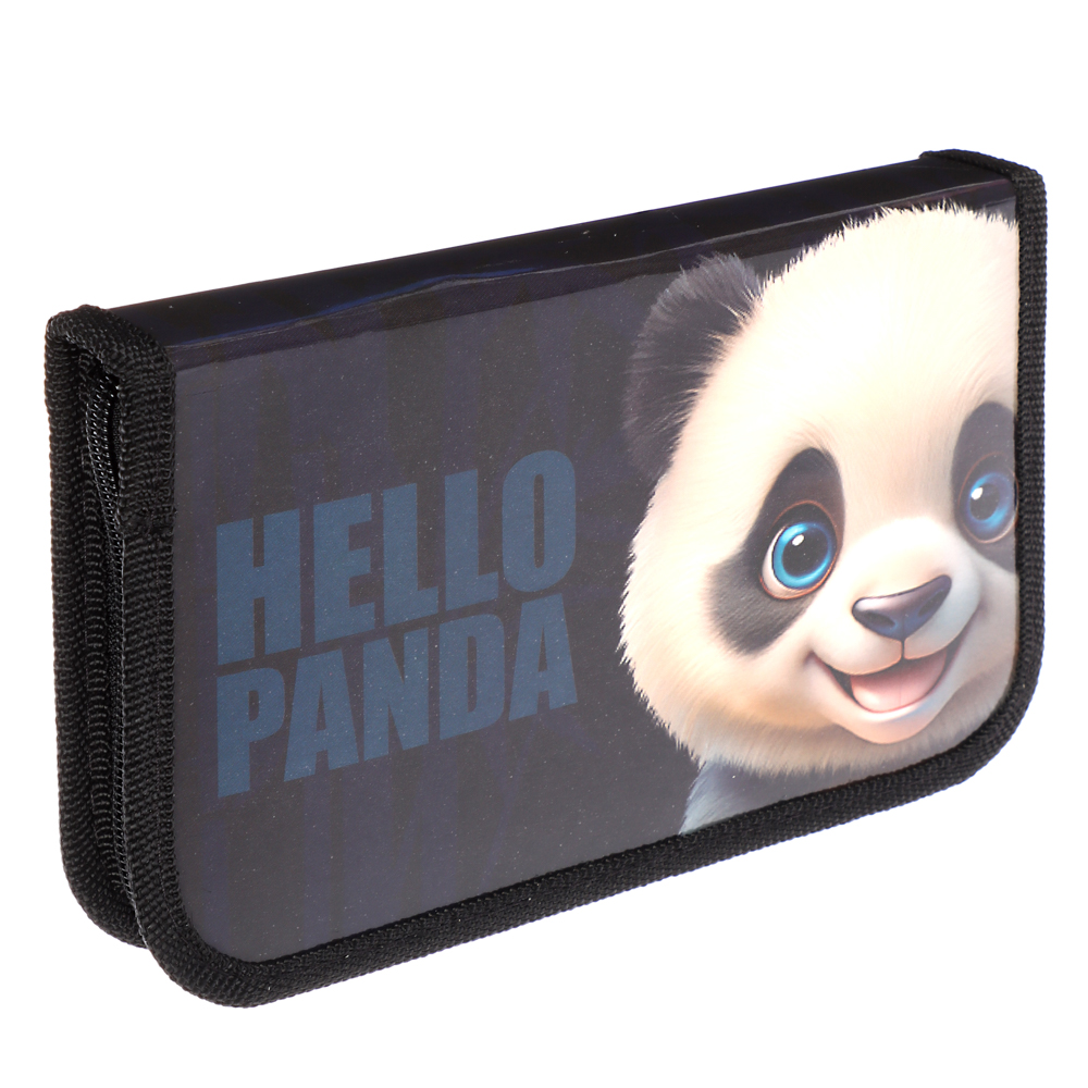 Пенал школьный жесткий прямоугольный "Панда/Рэйсинг Тим ", 1 отделение, 19х11,5 см, ламинированный картон, арт.№ 524-244