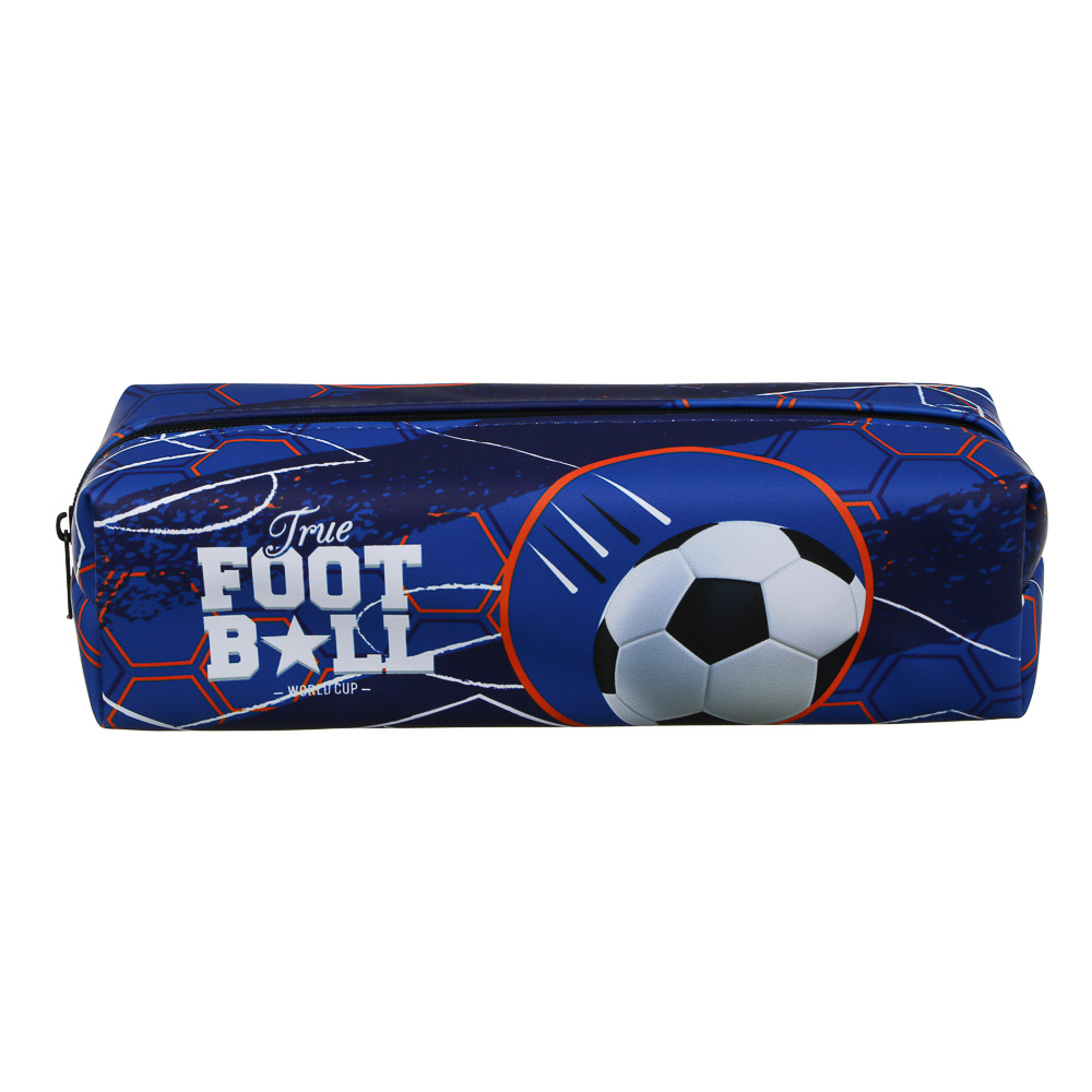 Пенал школьный прямоугольный 21x6x6 см, "Футбол", искусственная кожа с печатью, арт.№ 524-246