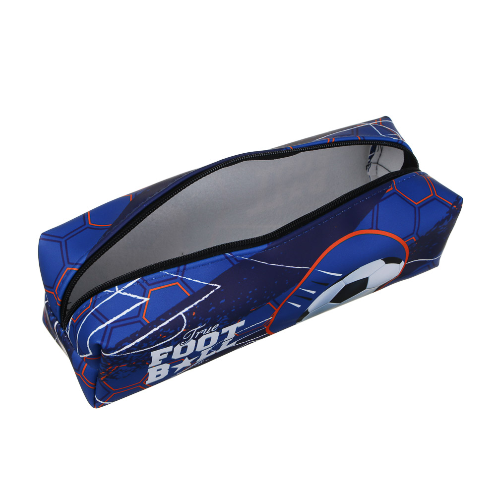 Пенал школьный прямоугольный 21x6x6 см, "Футбол", искусственная кожа с печатью, арт.№ 524-246