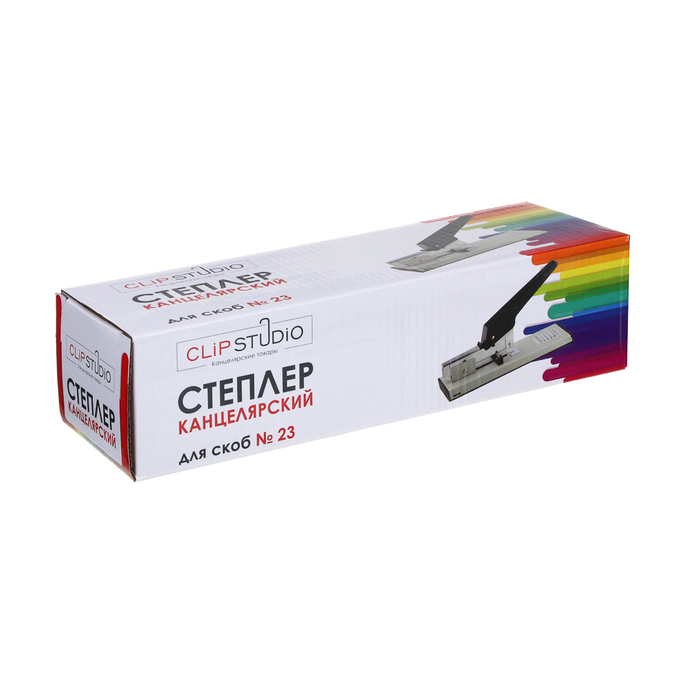 Степлер канцелярский мощный для скоб №23 ClipStudio, металлический корпус, в картонной упаковке, арт.№ 598-005