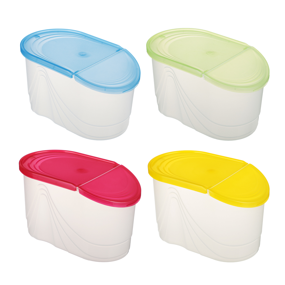 Банка для сыпучих продуктов Wave 1,0л, пластик, 4 цвета, арт.№ 861-369
