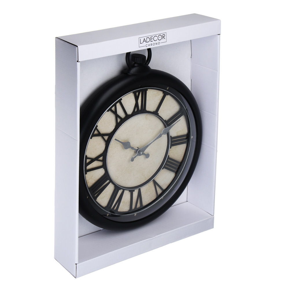 LADECOR CHRONO Часы настенные, круглые, 35,8x42,4x5 см, пластик, цвет черный, арт.№ 581-625