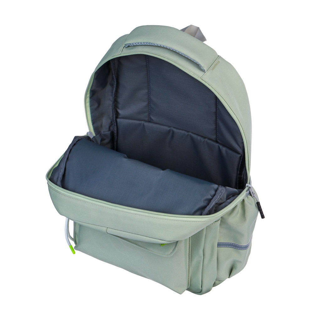 Рюкзак подростковый 42x28x15см, 2 отд., 3 карм., липучка, вышивка, усиленная ручка, ПЭ, фисташковый, арт.№ 254-743