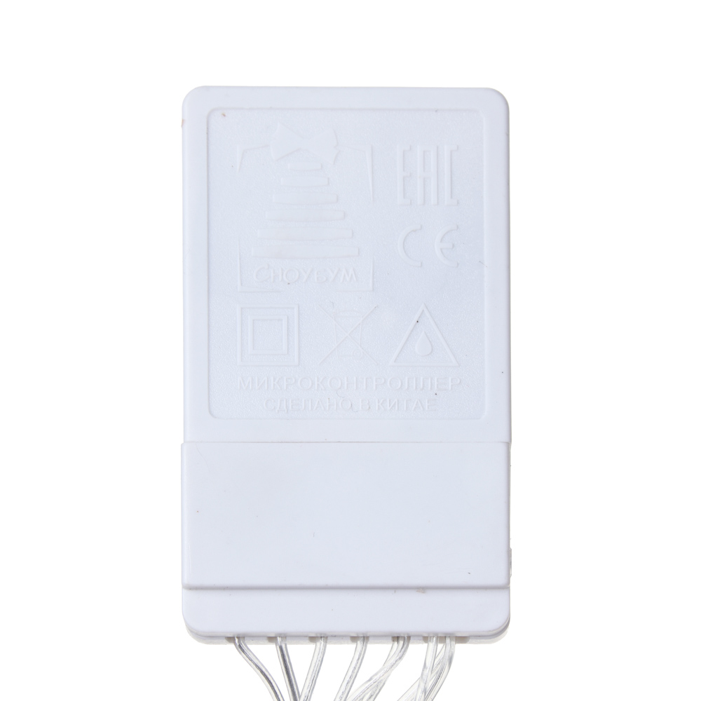 Гирлянда уличная 1,2х2 м СНОУ БУМ, 192 LED ламп, белое свечение, ПВХ прозрачный, 8 режимов, эффект водопада, 8 нитей, коннектор, 220В, арт.№ 382-023