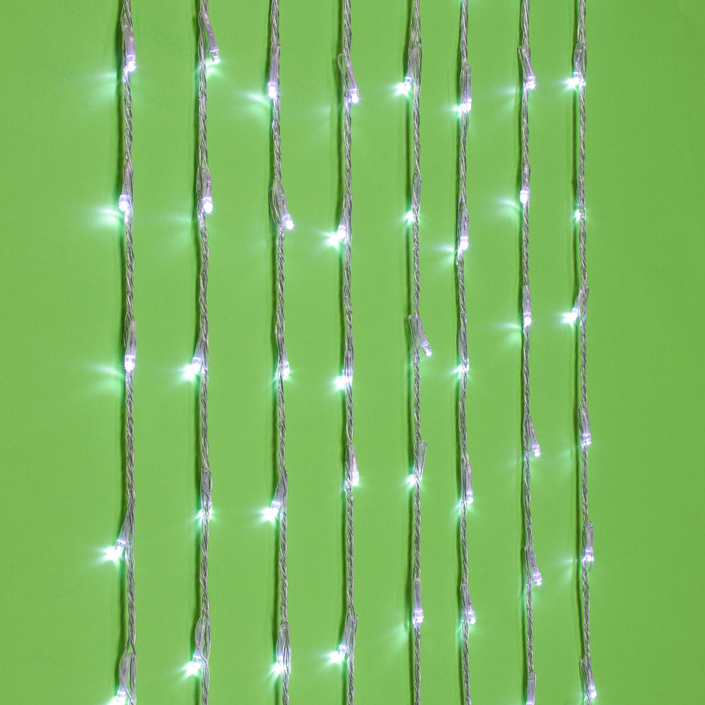 Гирлянда уличная 1,2х2 м СНОУ БУМ, 192 LED ламп, белое свечение, ПВХ прозрачный, 8 режимов, эффект водопада, 8 нитей, коннектор, 220В, арт.№ 382-023